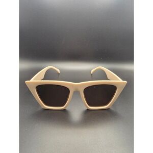 Unbranded Cat Eye Sunglasses Womens Cream Excellent Geometric Mod Retro